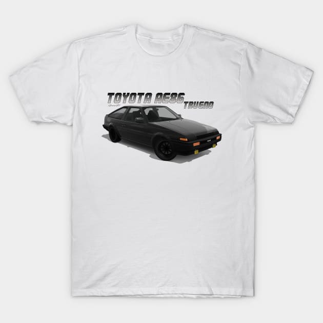 Toyota AE86 Trueno Black T-Shirt by PjesusArt